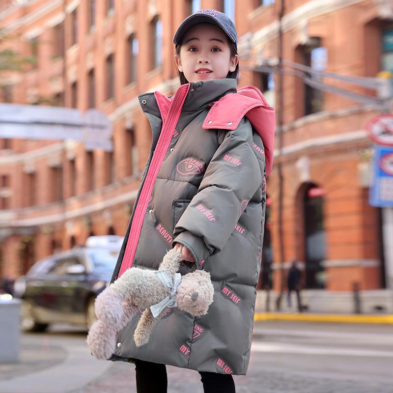 Детское зимнее пуховое пальто для девочек, толстое и длинное, согревает детей.