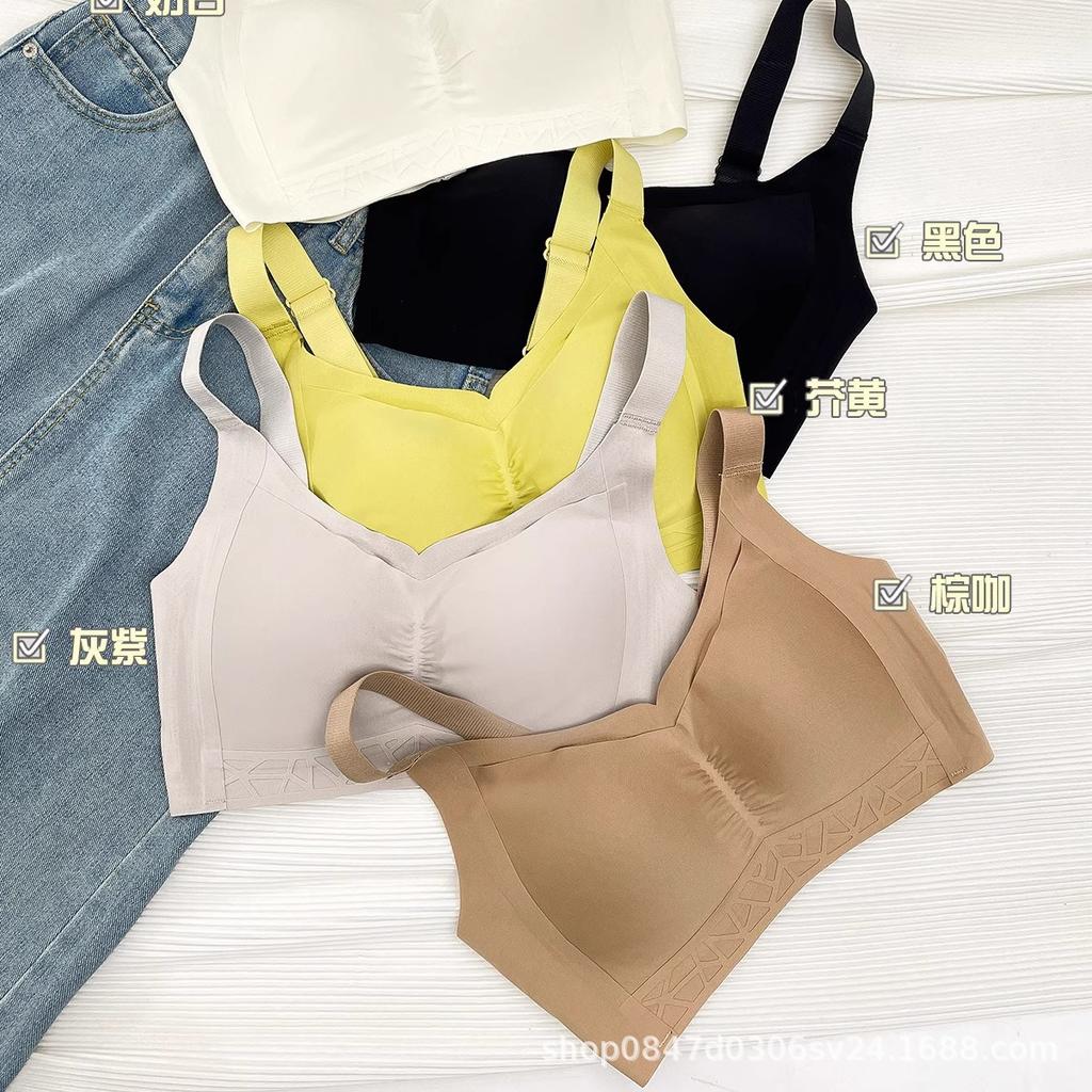 New ultra-thin breathable bra, sports bra, large chest, small gathering, anti-sagging liquid soft support