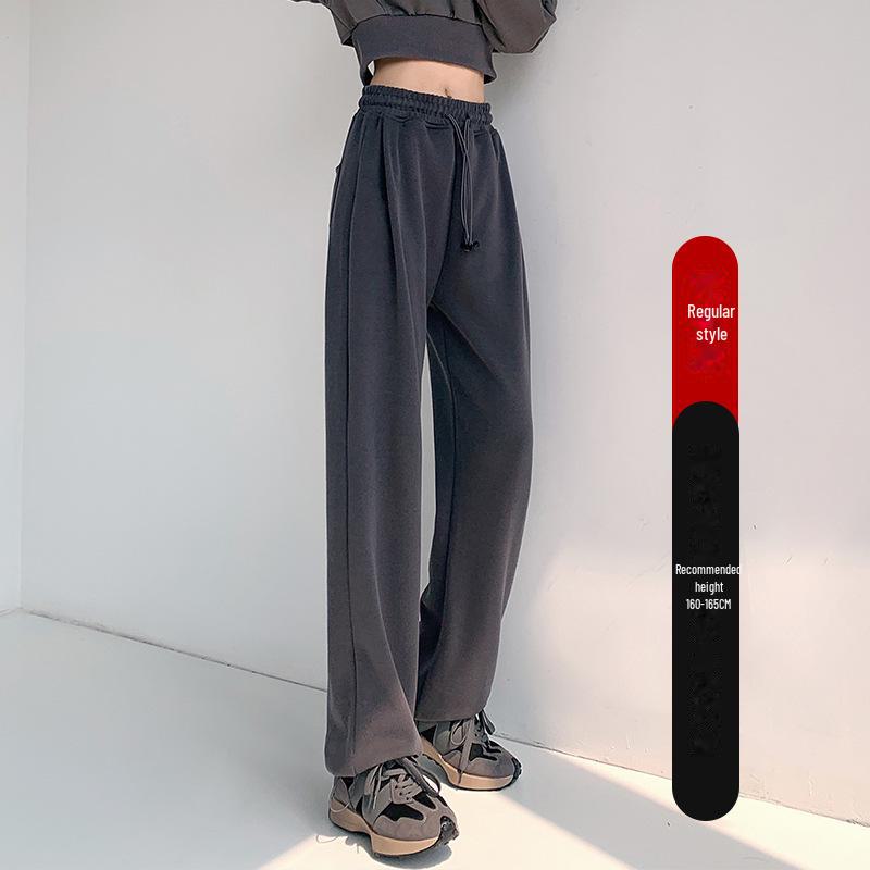 Женские спортивные брюки в американском стиле с высокой талией и широкими штанинами на шнурке, осенняя коллекция 2024 г.