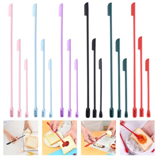 3Pcs/Set Jam Spatula Double Head Design Scraping Flexible Mini Reusable Deep Bottle Scraper for Bakery