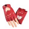 Women Men Dance Mittens Heart Mittens Five Finger Gloves PU Leather Gloves Ladys Driving Dress