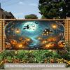 1 piece of 2D background banner, mysterious night pumpkin and witch garage fabric, suitable for home, outdoor use.zyc