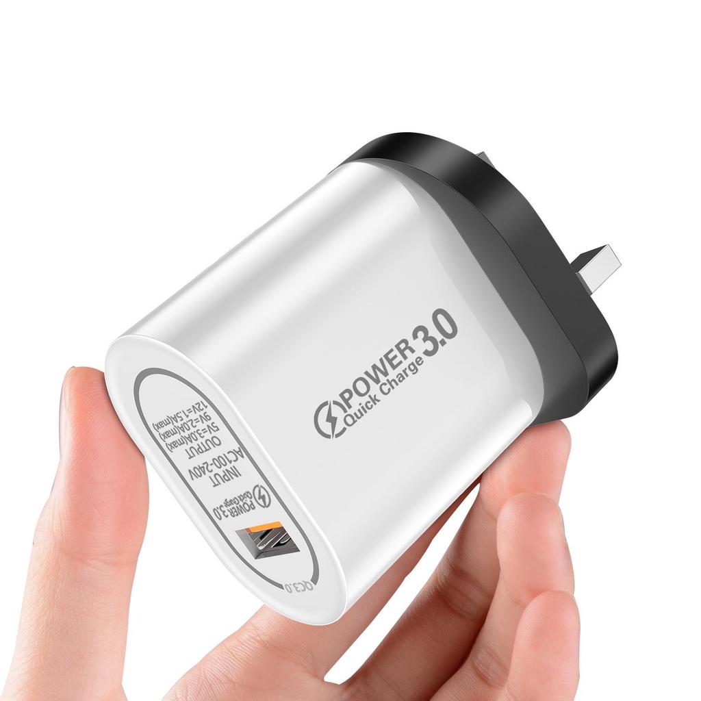 Универсальное однопортовое быстрое зарядное устройство QC3.0 - Совместимо с UK, EU, US
