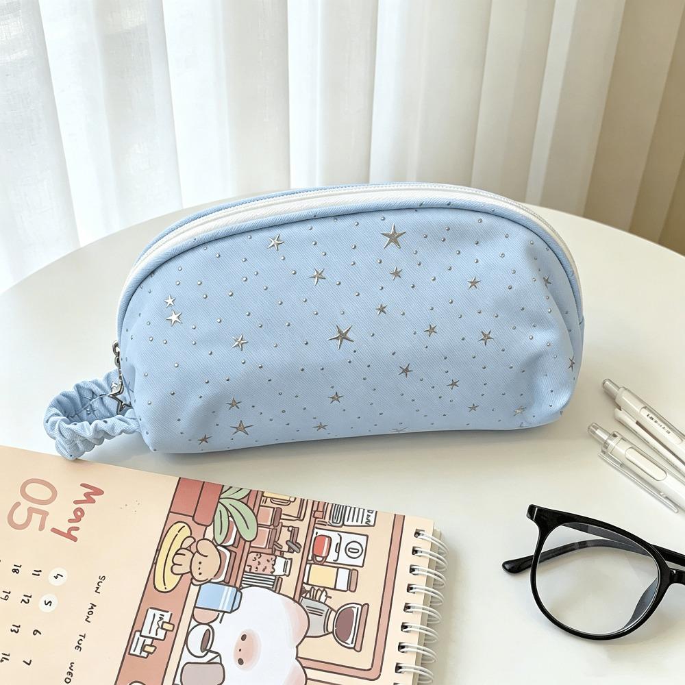 Star Polka Dot Pencil Case Shell-Shape Pencil Pouch Simple Stationery Bag  Gift