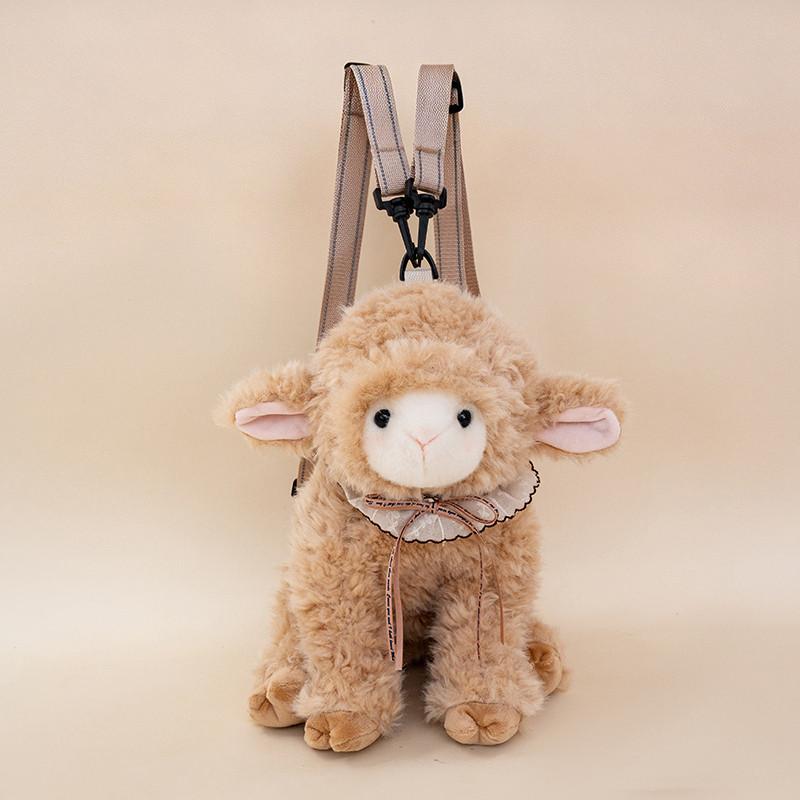 35cm 40cm Lamb Plush Backpack Shoulder Bag Soft Sherpa Weighted Pellets Stuffed Animal Kawaii Cute Tote Bag Companion Room Gift