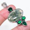 Natural Indian Moss Agate, Diopside 925 Sterling Silver Pendant 2.25" l1F55