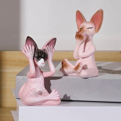 Медитирующая фигурка кошки, смоляной Будда, лысый кот, украшения, сидящий в медитации