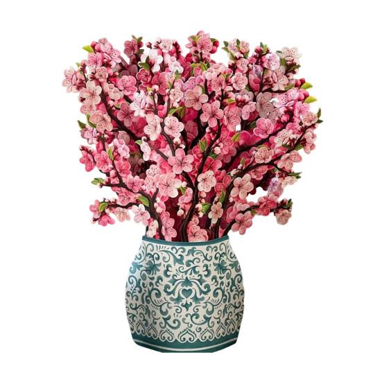 Бумажная открытка-раскладушка с цветком Роза/Цвет сакуры в натуральную величину Букет цветов 3D поздравительная открытка на День матери, выпускной, годовщину, день рождения