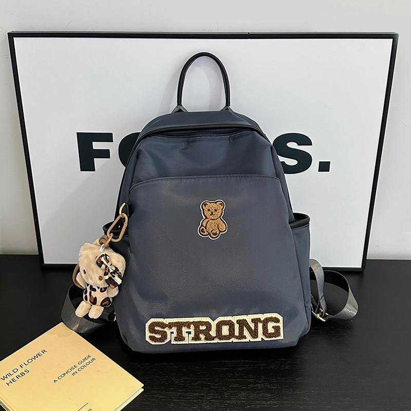 Cartoon Bear Backpack For Women With Nylon Material And Street Style For Daily Use