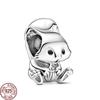 Animal Collection Dangle 925 Sterling Silver Pave Monkey Charm Beads Fit Original  Bracelet DIY Jewelry Making For Women