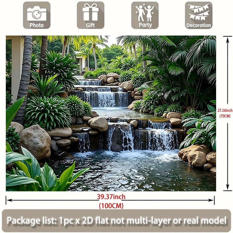 2D flat design, 1 piece Cactus Garden Waterfall Banner - 2D flat design, suitable for winter/spring/autumn gatherings