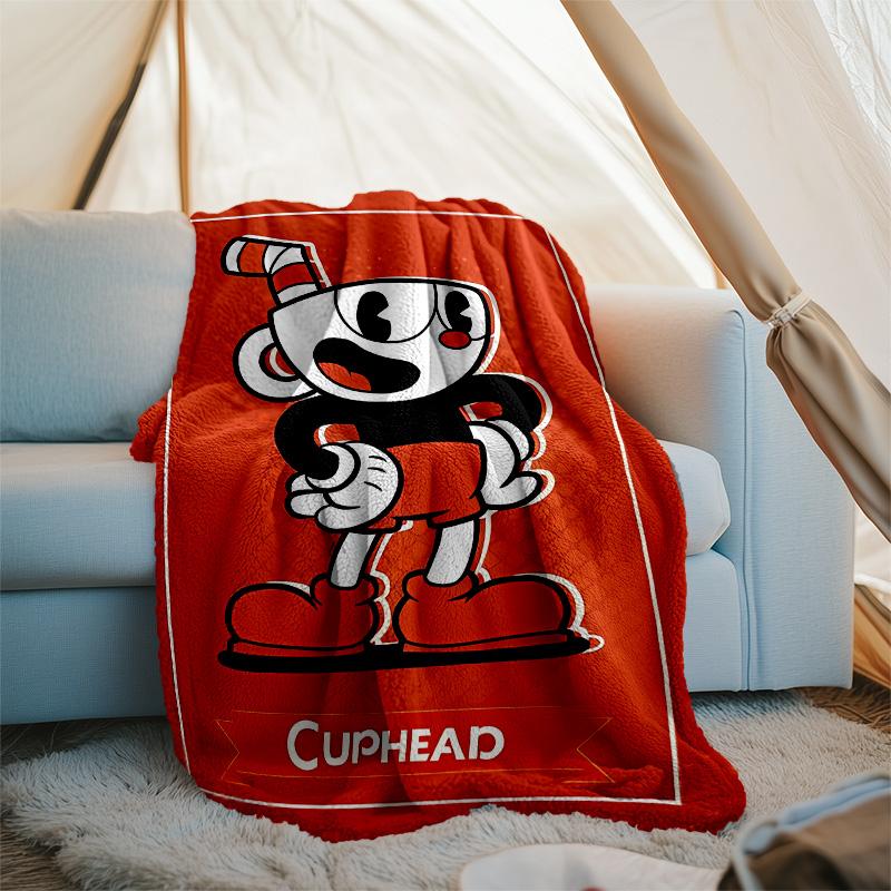 Cuphead printed throw blanket—lightweight,soft,warm;versatile blanket for all seasons—perfect as &air-conditioning throw,nap blanket