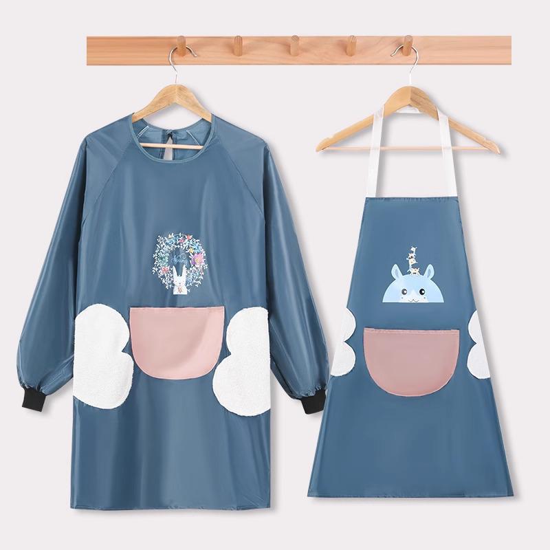 Waterproof Oil-proof Long Sleeve Kitchen Apron - Cute, Customizable, Unisex, with Wipeable Hands