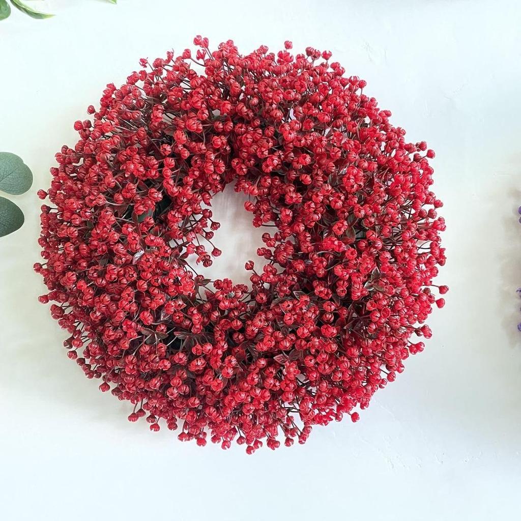 Seven-Color Baby's Breath Floral Ring: All-Season Wall Hanging for Home, Holiday, and Wedding Decor