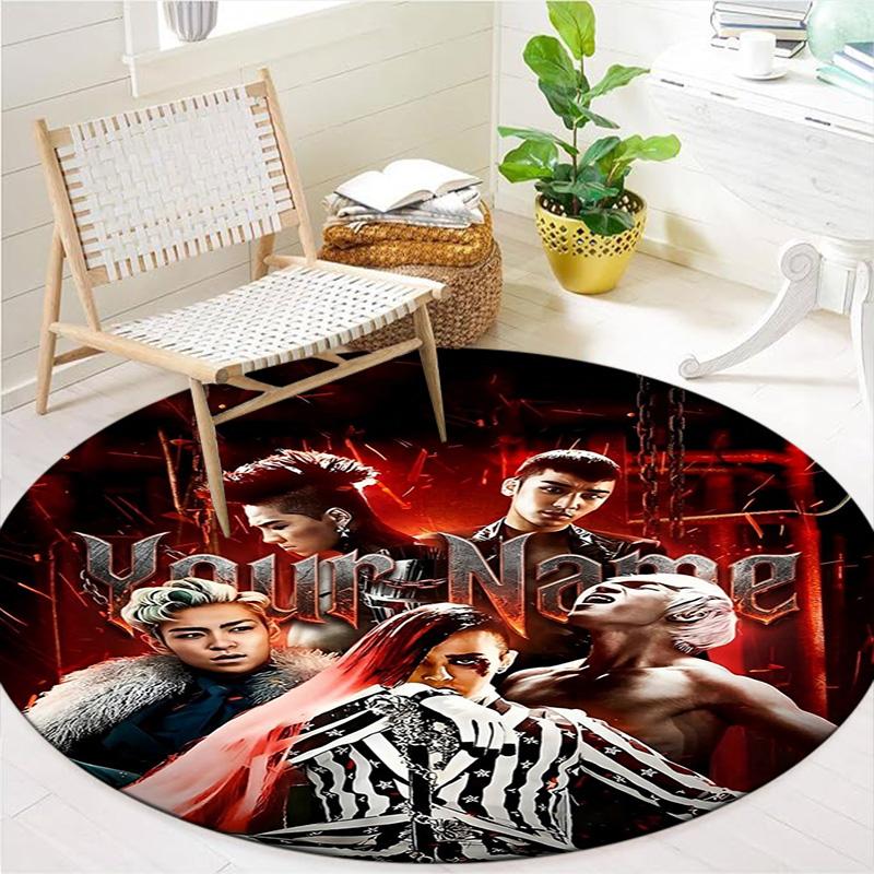 Ковер с музыкой Bigbang, с индивидуальным именем, круглый, для гостиной, спальни, дивана, игровой комнаты, Декор, противоскользящий коврик
