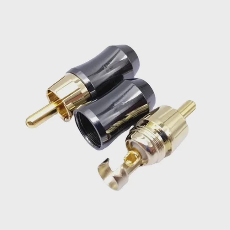 Мини-L-образный позолоченный RCA AV-разъем, медный коленчатый патрубок 90 градусов