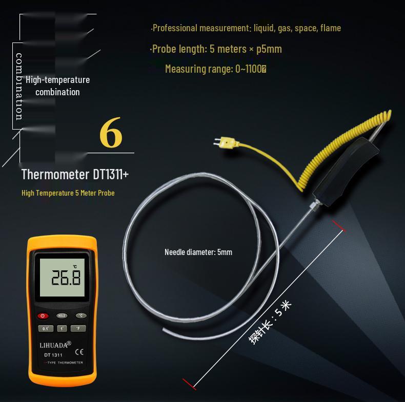 K-Type Digital Thermocouple Thermometer with Probe - High-Precision Industrial Temperature Meter.