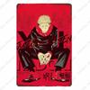 Mfoever Jujutsu Kaisen Винтажная металлическая табличка Аниме жестяная вывеска Бар паб клуб кафе домашнее украшение стены Годзё Сатору металлическая пластина N