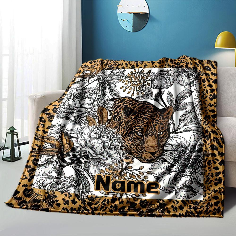 Animal Floral Leopard Home Customize Your Name Blankets Comfortable Soft Lightweight Allseason Multipurpose Blanket For Picnics Sofas Offices Beds