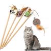 Teaser Feather Toys Kitten Funny Colorful Rod Cat Wand Toys Wooden Stick Mice Pet Cat Toys Interactive Stick Pet Cat Supplies