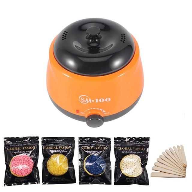 Электрический нагреватель воска, подогреватель парафина, машина для удаления волос, 100 г бобов, 10 шт., деревянные наклейки, наборы для удаления волос, набор для депиляции воском