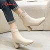 Fashion Aphixta 7cm High Heel Black Modern Boots Warm Lining Ankle Boots Women Winter Snow Boot Zip Shoes Botas Mujer Botines Big Size42