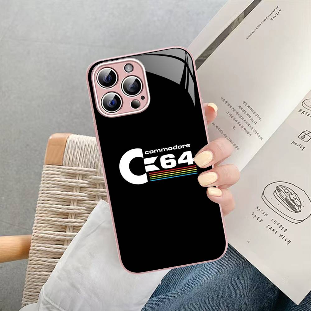 C-Commodore 64 Tempered Glass For Iphone 14 13 12 11 Pro Mini XS MAX 14Plus X XS XR Fundas