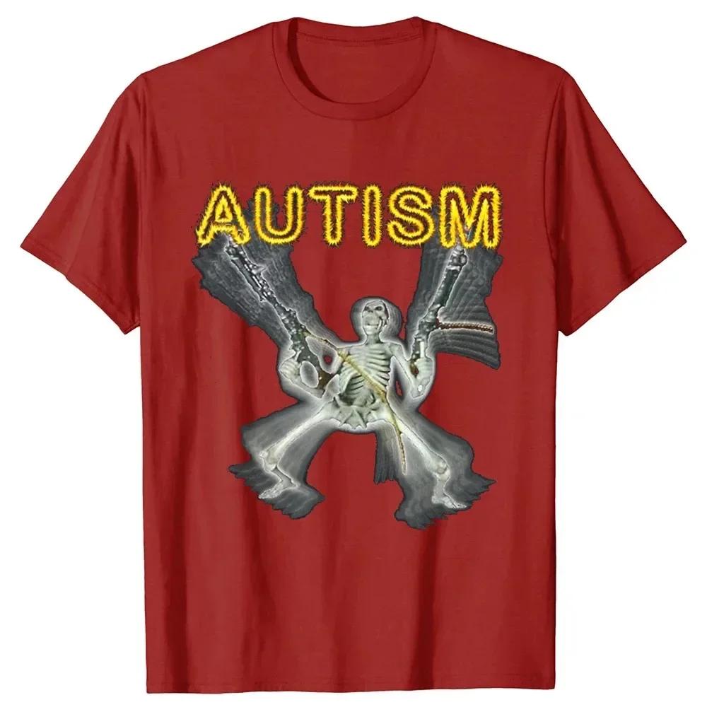 Retro Autism Skeleton Funny Women T-Shirt Neurodivergent Autism Awareness Support Graphic Tee Halloween Gifts Female Clothes