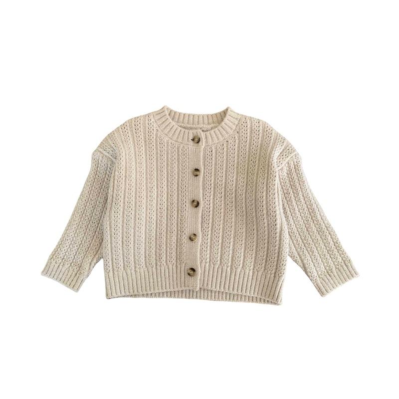 Children's Autumn Sweater Jacket Boy's Sweater Cardigan Knitted Sweater Girl's Children's Spring and Autumn Western Style Top Beige Jacket