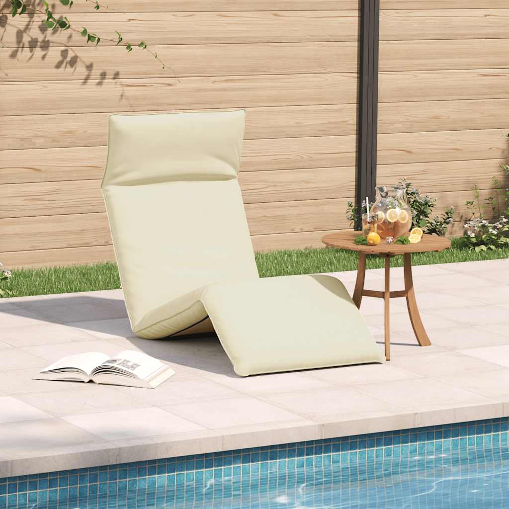 Foldable Sun Lounger Cream 175 x 54 x 8.5 cm Oxford Fabric