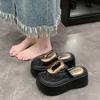Fashion 7.5cm Summer Women Flip-Flops Chunky Beach Shoes 2024 Ladies Wedge Heels Open Toe Slippers Woman Platform Slides Outside Sandals