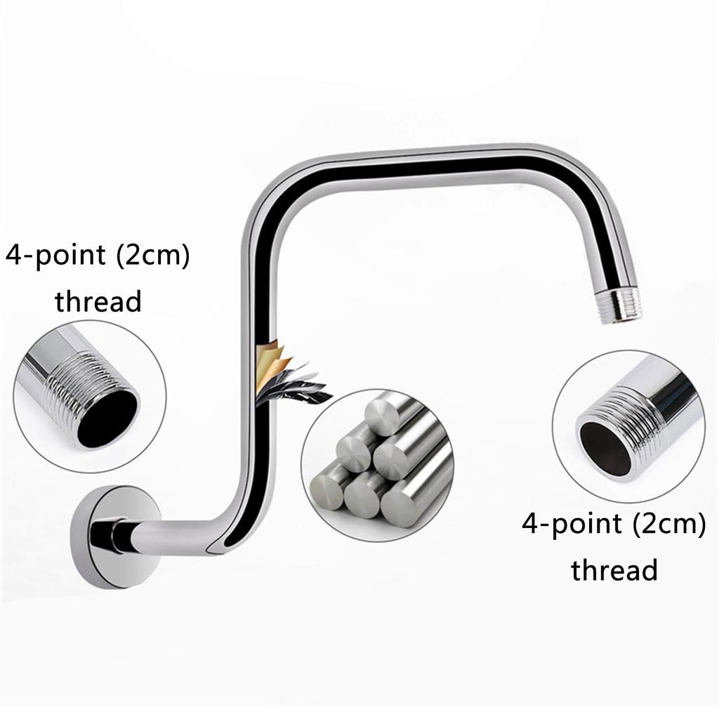Upgrades Shower Head Extension Arm 13inch Gooseneck Riser with Flange High Rise Showerhead Extension Pipe for Bathroom
