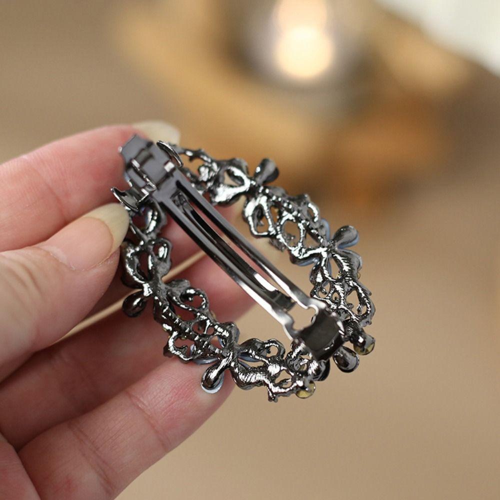 Роскошная овальная заколка для волос с цветком, со стразами и цирконом, верхняя заколка для женщин и девушек, аксессуары для волос