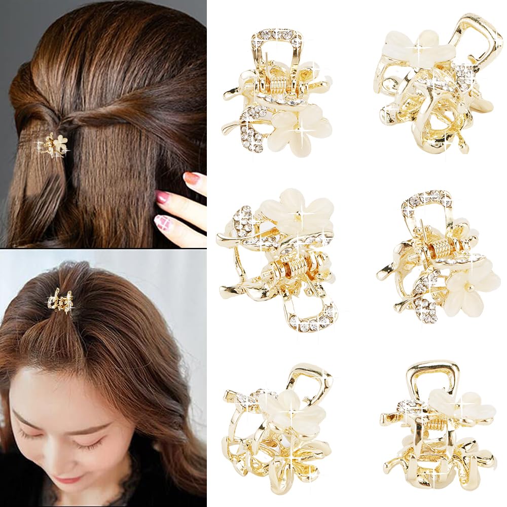 Small Hair Claw Clips, Opal Rhinestone Hair Clamps, Grip Crystals for Thick, Thin, Long or Short Hair