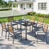 7-Piece Garden Dining Set, Table and Chairs for 6 People, Black