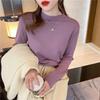 Autumn and Winter Latest Korean Version of Half High Neck Solid Color Base Shirt Fashion Ins Slim-fit All Knitted Top Female Tide