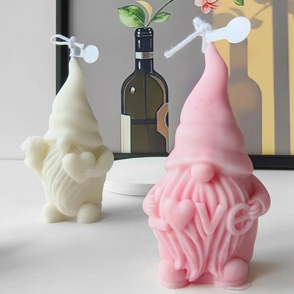 Санта-Клаус, держащий в руке свечу LOVE, силиконовая форма для изготовления гипсового гнома Love, домашний декор для рождественской вечеринки, подарки ручной работы