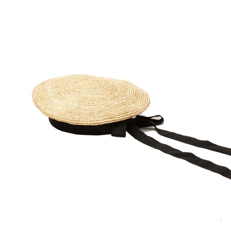 Весна и лето, новый стиль, нежный берет из пшеничной соломы ручной вязки, модная повседневная подиумная шляпа художника вогнутой формы с соломенным бутоном