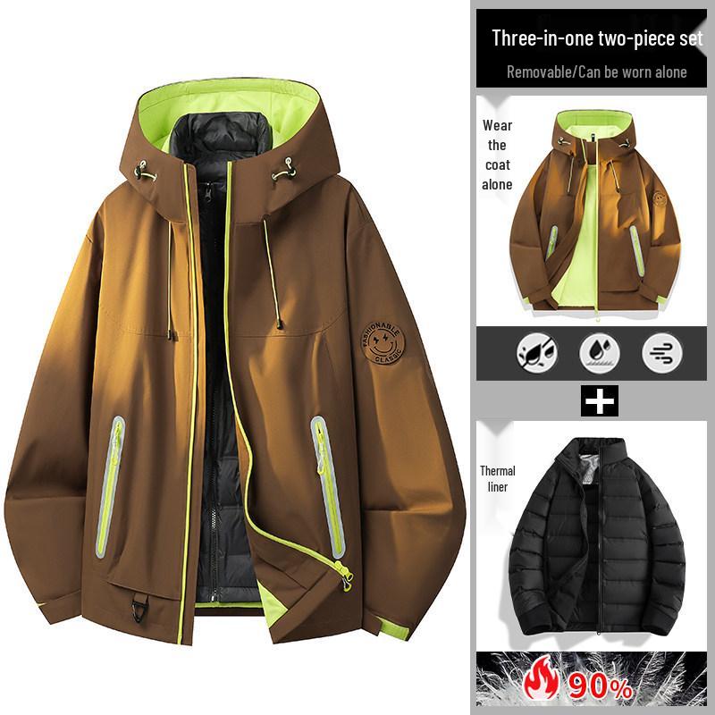 Женская куртка 3-в-1 Soft Shell: Раздельная верхняя одежда из двух частей для зимнего катания на лыжах, альпинизма и ветрозащитных активных мероприятий на свежем воздухе.