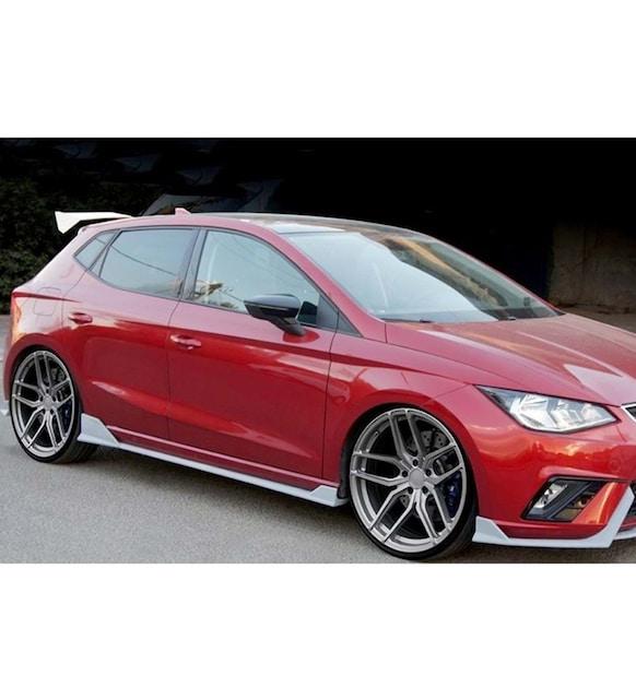 Для Seat Ibiza Mk5 Lenz Race Cup передняя губа и боковые юбки пластиковые глянцевые черные модели 2017 года и выше