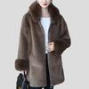 Женское пальто из норки и кашемира класса люкс, осенне-зимнее, теплое, средней длины, свободного кроя, с капюшоном, меховое пальто из норки и кашемира