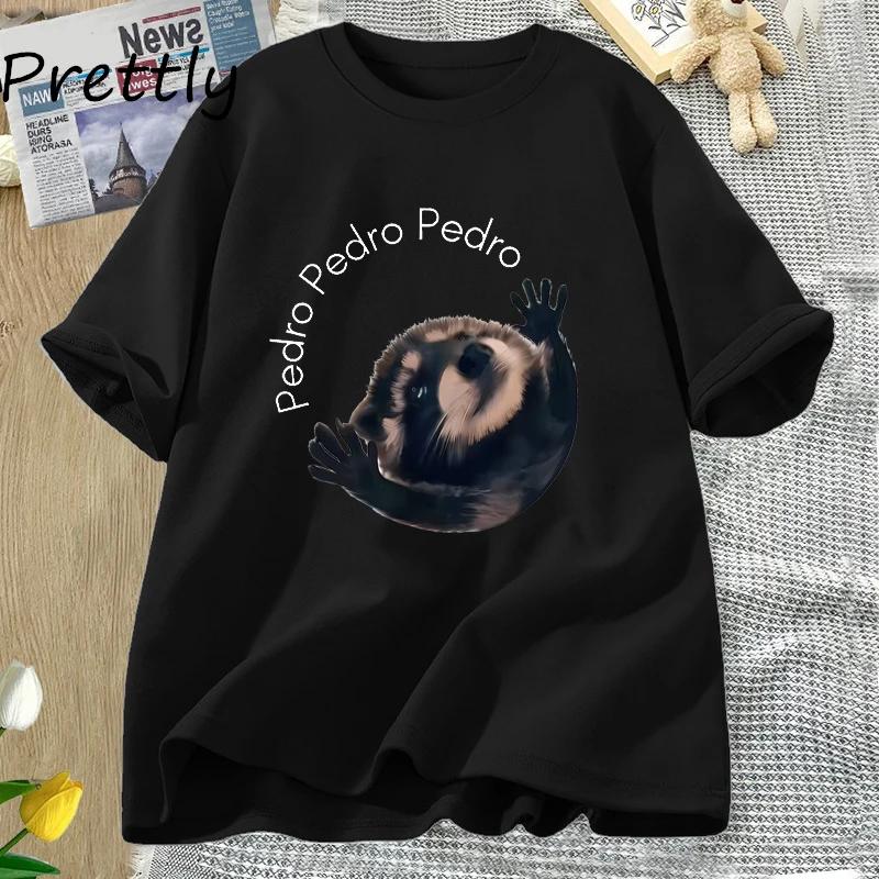 Pedro Raccoon Tshirt Funny Trash Panda Dancing Meme Graphic T Shirts Women Animal T-shirt Cotton Short Sleeve T-Shirts Women’s