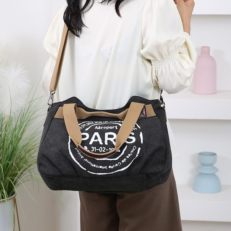 Повседневная холщовая сумка-тоут с регулируемым ремнем, сумка-портфель в винтажном стиле с верхней ручкой и застежкой-молнией, подкладка из полиэстера, сумка через плечо