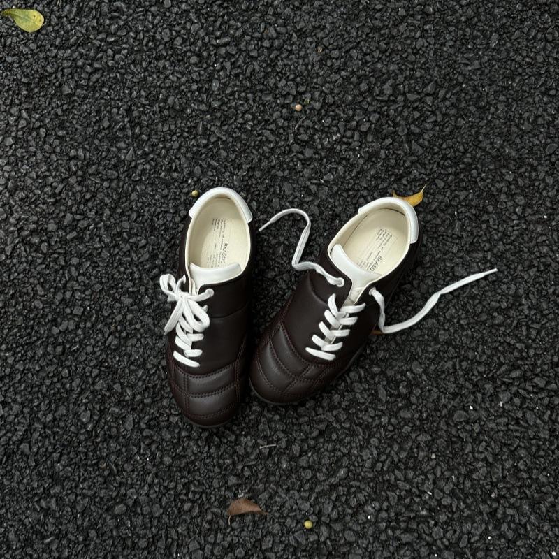 Ретро спортивная и повседневная обувь из коровьей кожи для женщин, новая универсальная футбольная обувь на тонкой подошве со шнуровкой наискосок, немецкие тренировочные туфли на плоской подошве, Forrest