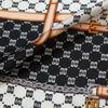 Daks Black Silk Square Scarf Dd Chain Pattern Dcsc2e021bk