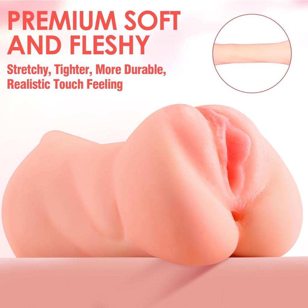 ZEMALIA 3 in 1 Pocket Pussy Sex Toys for Men with Built-in Elastic Ring | 3D Textured Male Masturbator Sex Doll with Sexy Mouth Realistic Vagina