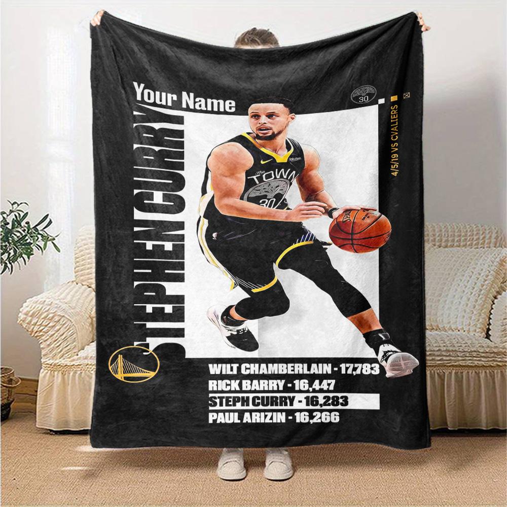 Golden State Curry Customize Your Name Blanket Multi-purpose Customizable Blanket Soft & Cozy for Chair Seaside Office Bed Four Seasons Universal