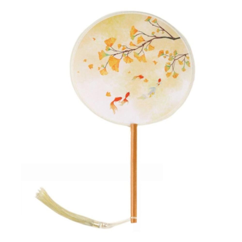 Ручной веер с вышивкой и кисточками, шелковый веер, классический китайский стиль, круглый веер, домашний декор