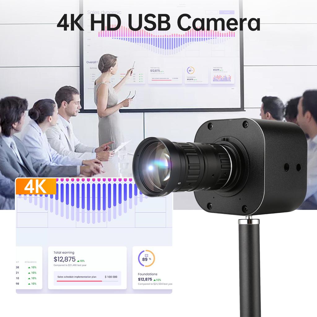 USB-камера 4K HD с 10-кратным оптическим зумом, объективом 5–50 мм с регулируемым объективом, мини-веб-камерой 8 МП с микрофонами