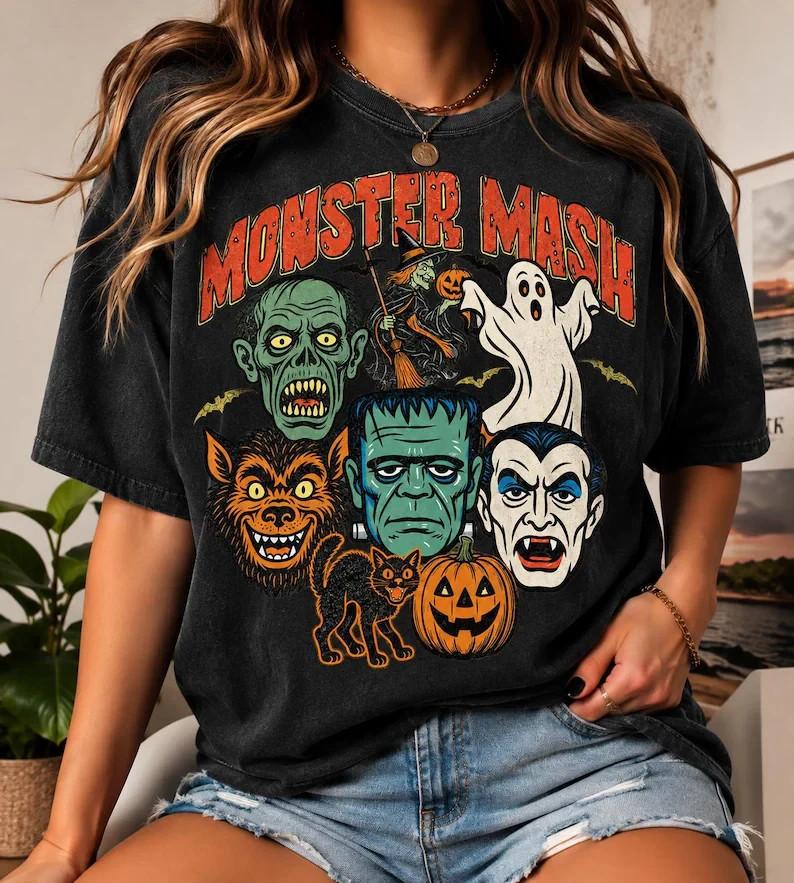 Monster Mash Shirt Retro Halloween Spooky Season Tee